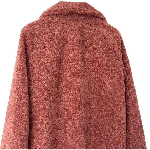 Halogen Boucle Coat Womens M Rust Pink Shawl Collar Longline Jacket Fall Winter - Picture 8 of 11